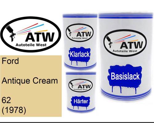 Ford, Antique Cream, 62 (1978): 500ml Lackdose + 500ml Klarlack + 250ml Härter - Set, von ATW Autoteile West.